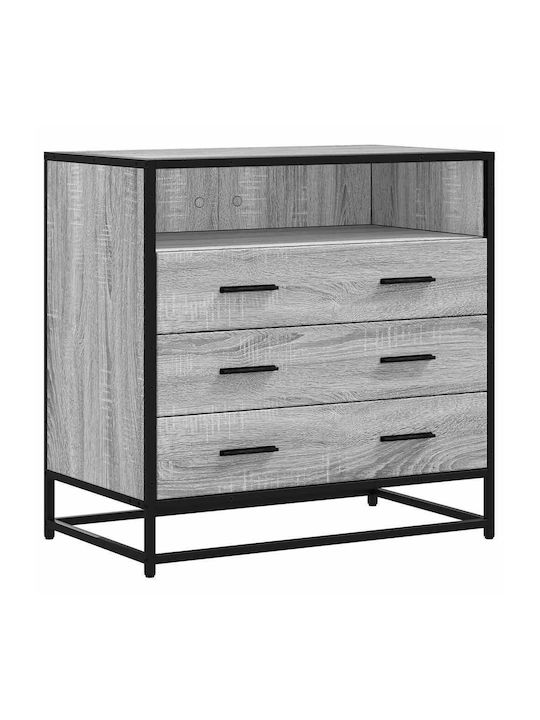 Wooden & Metallic Chest of Drawers Grey Sonoma 70x41x70cm