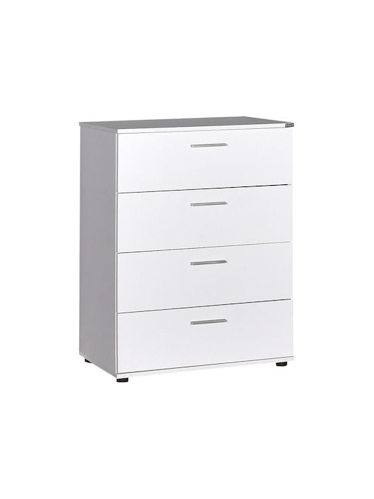 Kommode Schlafzimmer Holz mit 4 Schubladen Weiß 73x44x96cm