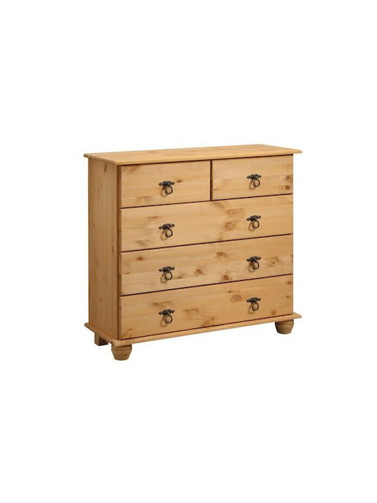 Nolcore 102 Metallic Chest of Drawers of Solid Wood Open Café 82x30x78cm