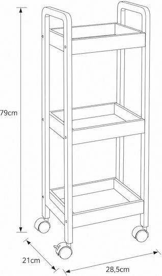 MRShome Кухненски Стелаж Дървен С 3 Позиции Черен 28.5x21x79см