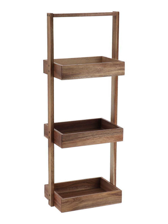 MRShome Кухненски Стелаж Дървен С 3 Позиции Кафяв 26x17x70см