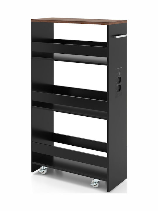 Costway Metallic Kitchen Trolley 4 Tiers Black 47.5x20x80.5cm