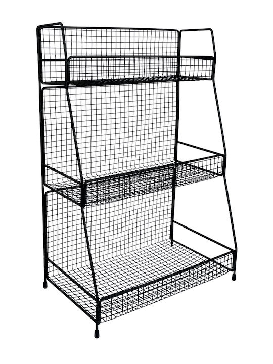 Espiel Metallic Kitchen Rack 3 Tiers Black 29.5x18x45cm