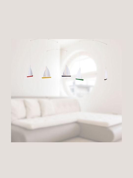 Flensted Mobiles Kinder Dekoratives Zimmermobil Weiß aus Holz Segelregatten 35x65cm