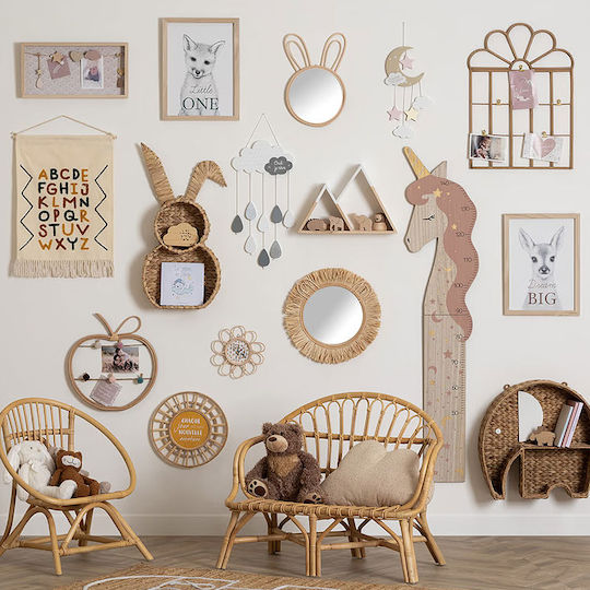 Inart Kids Room Decorative Mobile Pink made of Wood Moon 15x44x44εκ.