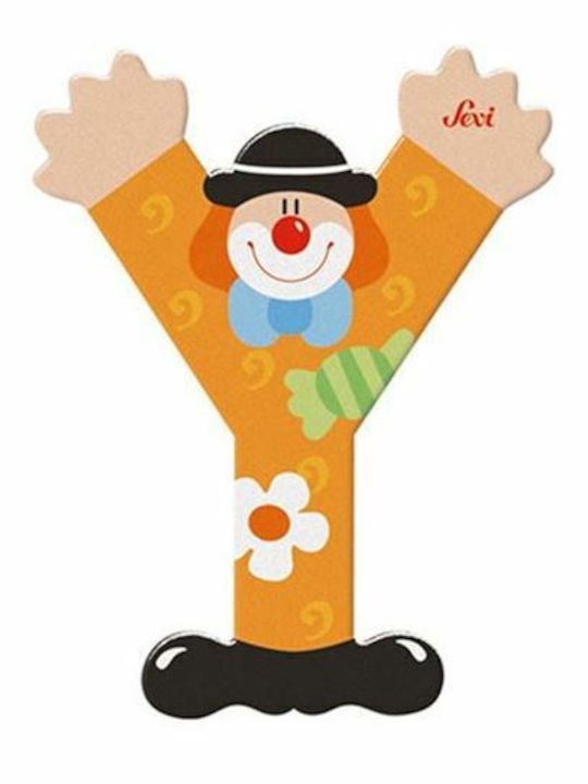 Sevi Bebe Decorative Letter Purple made of Wood Clown Y 7x0.5x9εκ.