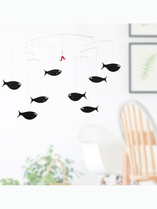 Flensted Mobiles Kids Room Decorative Mobile Animals Black School of Fish 45x60cm