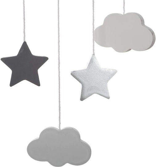 Click Kinder Dekoratives Zimmermobil Gray aus Holz Mond 15x44x44εκ.