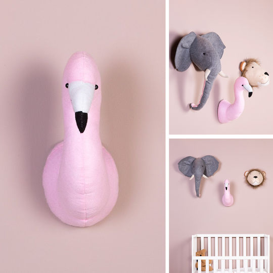 Childhome Cap de Animal Decorativ pentru Copii Animale Roz din Țesătură Flamingo 25x15x39εκ.