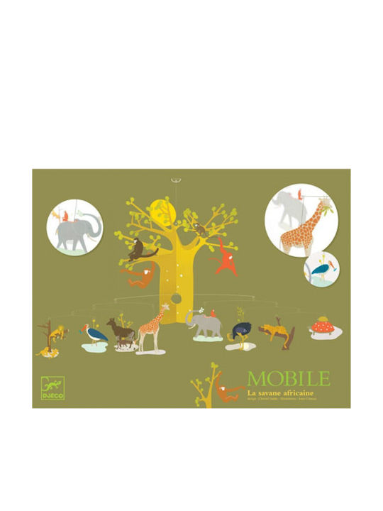 Djeco Kids Room Decorative Mobile Animals Yellow made of Wood African Savannah 80εκ.