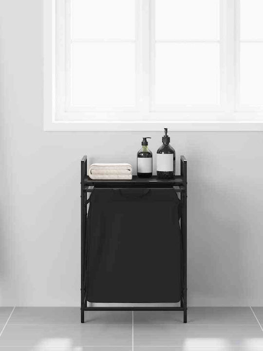 vidaXL Wooden Laundry Basket Black