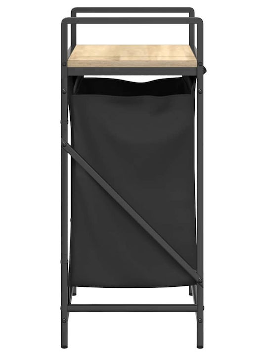 vidaXL Laundry Basket Wooden with Lid Black