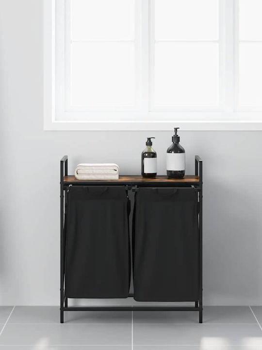 vidaXL Coș de Rufe Textil cu Capac Negru