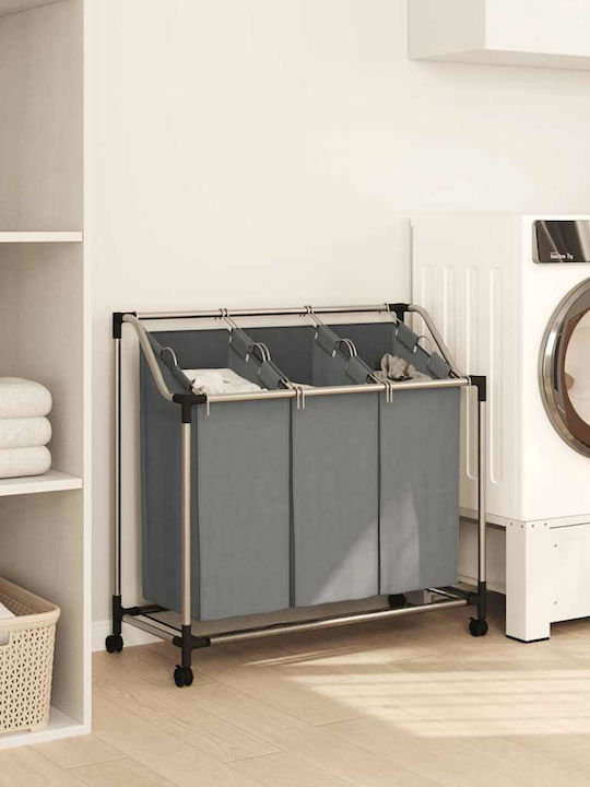 vidaXL Laundry Basket Plastic with Lid Gray