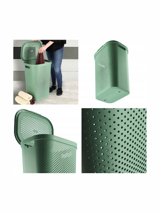 Curver Infinity Plastic Laundry Basket 60lt with Lid 44x60x60cm Green