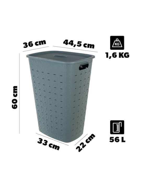 Curver Plastic Laundry Basket 56L with Cap 42x31.6x60cm Turquoise