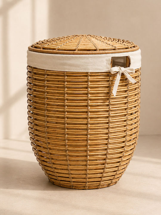 Καλαθι Απλυτων Στρογγυλο Φυσικα Υλικα 52cm 42x42x52cm Μονόχρωμο Kaeming