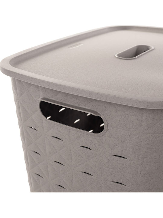 Curver Plastic Laundry Basket 56lt with Cap 42x31.6x60cm Beige