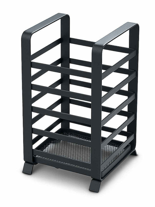 Nava Abtropfgestell für Besteck Metallisch Schwarz 10.5x9.5x18cm