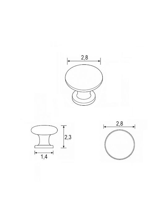 Finetto Knob Furniture made of Metallic Matte Gold 256-9095ORO#30 1pcs