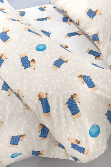 Saint Clair Bettwäsche-Set Einzel Baumwolle Pet Pet Blue 115x170cm 3Stück