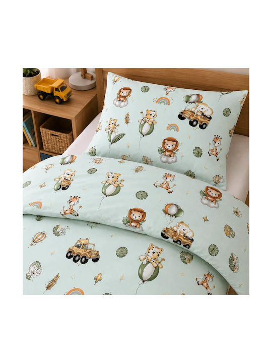Astron Italy Set Kids Sheets Cotton Happy Zoo 170x260cm 3 Pieces