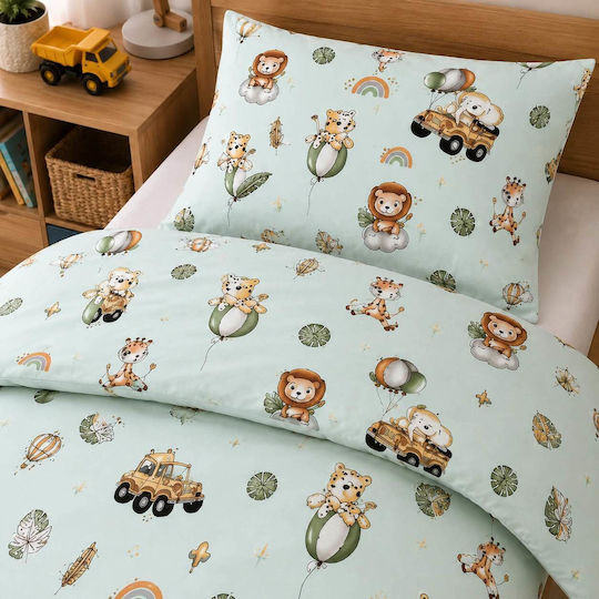 Astron Italy Сет Единични Памучни Спални Комплекти Happy Zoo 170x260см 3 Бройки