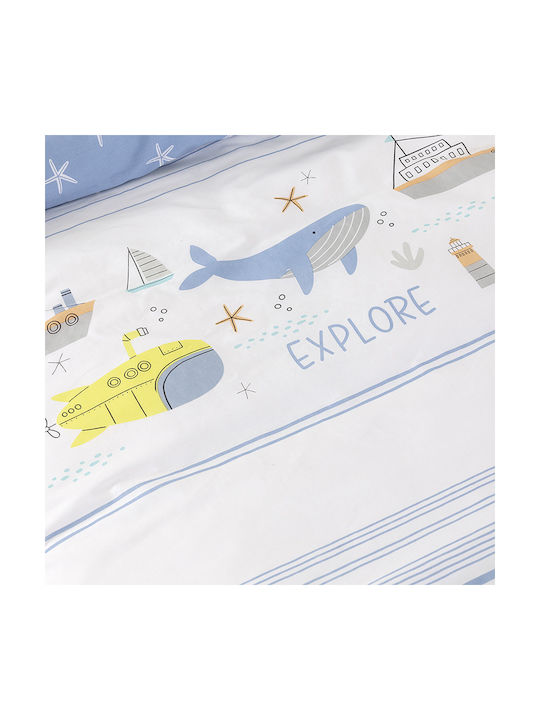Nima Set Kids Sheets Semi Double Cotton Sea Light Blue 190x255cm 3 Pieces