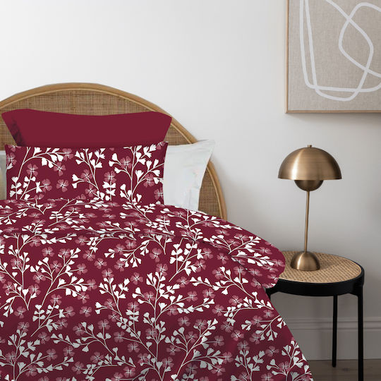Astron Italy Seturi de cearșafuri Single Bumbac Red Wine 175x260cm 3buc