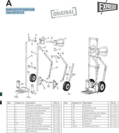 Expresso Transport Trolley 243811-21 for Weight Load up to 300kg Blue