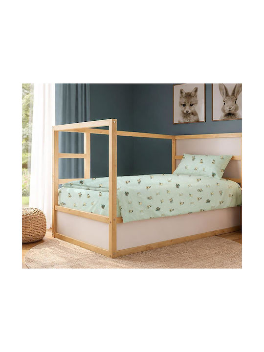 Dimcol Single Cotton Sheet Set Bear's Playtime 593 Mint 160x240cm 3pcs