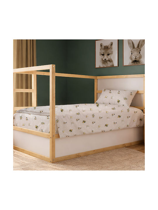 Dimcol Single Cotton Sheet Set Bear's Playtime 592 Beige 160x240cm 3pcs