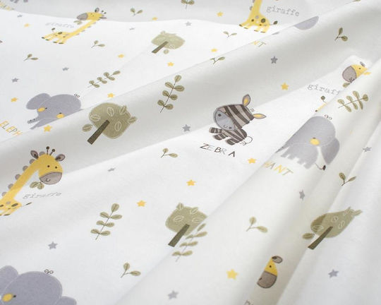 Dimcol Σετ Σεντόνια Μονά Βαμβακερά Happy Safari 713 White-grey 160x240cm 3τμχ
