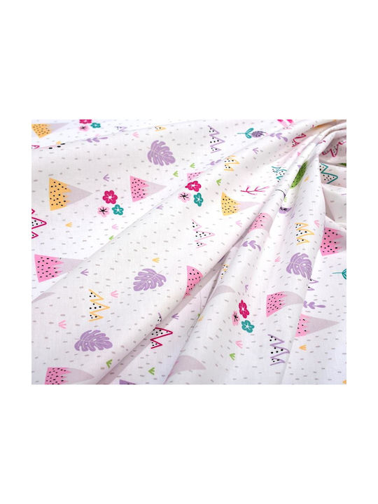 Dimcol Single Cotton Sheet Set Whimsical Mountainside 587 White-pastel Lilac 160x240cm 3pcs