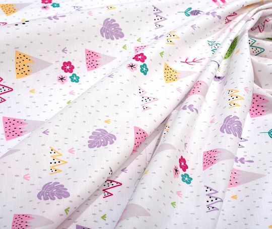 Dimcol Single Cotton Sheet Set Whimsical Mountainside 587 White-pastel Lilac 160x240cm 3pcs