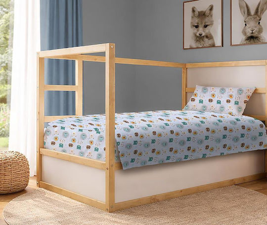 Dimcol Set Kinderbettlaken Baumwoll Mehrfarbig Big Cats 28 Hell Aqua 160x240cm 3 Stück