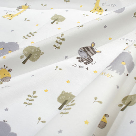 Dimcol Σετ Σεντόνια Μονά Βαμβακερά Happy Safari 713 White-grey 160x240cm 3τμχ