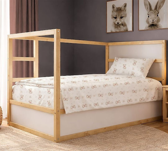 Dimcol Сет Единични Памучни Седалчета Newborn Bear 716 Бяло-бежови 160x240cm 3 броя