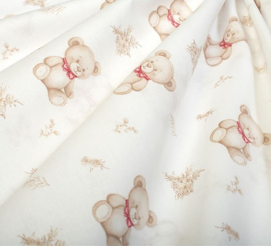 Dimcol Σετ Σεντόνια Μονά Βαμβακερά Newborn Bear 716 White-beige 160x240cm 2τμχ