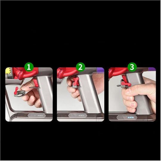 Dyson Lockclip V7-v15 Червено-сиво – Заключващ Спусък за Прахосмукачки Dyson Съвместим с V7 V8 V10 V11 V15 Без Инструменти За Монтаж