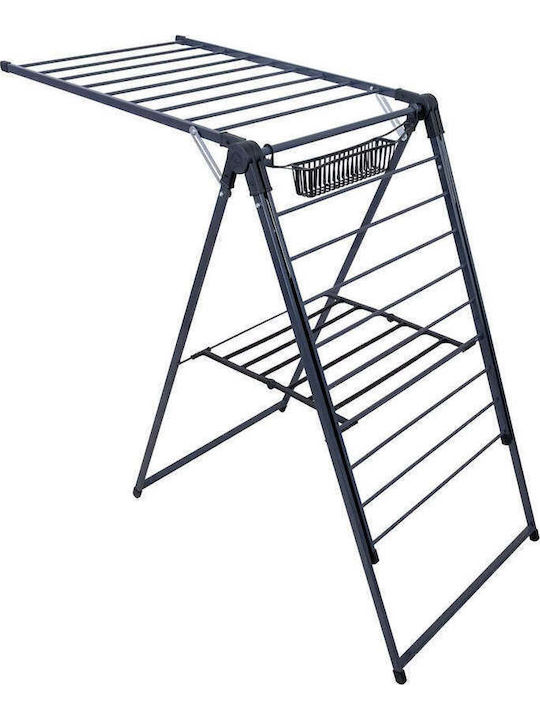 SteweHome Folding Floor Clothes Drying Rack Made of Metal with Hanging Length 19m
