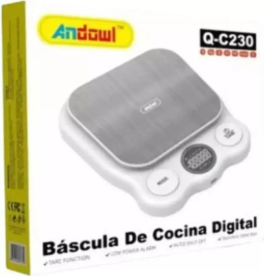 Andowl Qc230 Ψηφιακή Ζυγαριά Κουζίνας έως 10kg Λευκή