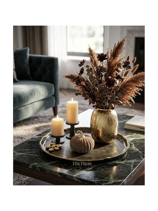 Jk Home Décor Κολοκύθα Γυαλί Βελούδο Καφέ 10x10cm