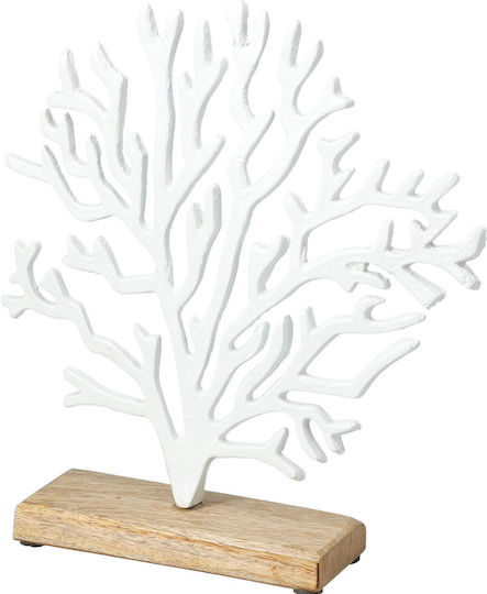 Koralli Hölzernes Basis Weiß Gold 27cm