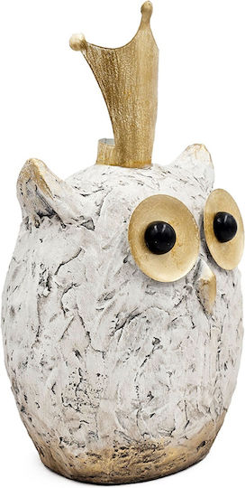 Artekko Animal Decorative Owl Magnesium White Patina 26.5x21x44.5 Cm