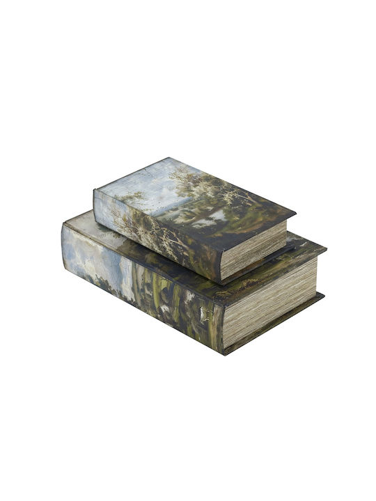 Artekko Book Multicolored Decorative Books Mdf Storage Space 17.8x7.6x26.7 Cm 12.7x5.1x21.6 Cm 2 Pieces