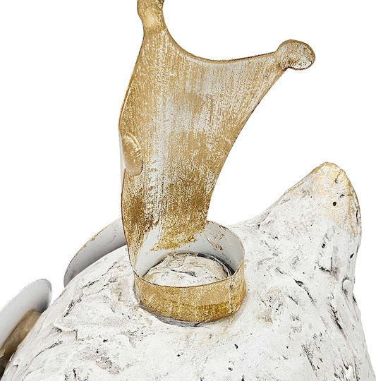Artekko Animal Decorative Owl Magnesium White Patina 26.5x21x44.5 Cm