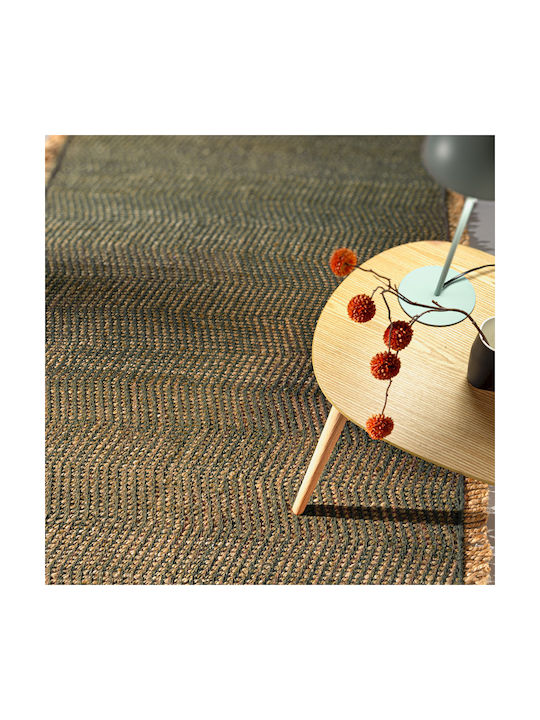 Guy Laroche Zigk Zagk Rectangular Jute Rug Olive 140x200cm
