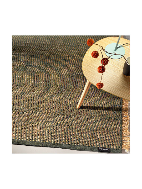 Guy Laroche Zigk Zagk Rectangular Jute Rug Olive 140x200cm