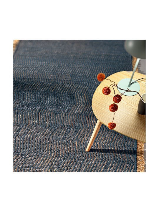 Guy Laroche Zigk Zagk Wohnzimmer Teppich Flur Sommer aus Jute Marine 60x200cm